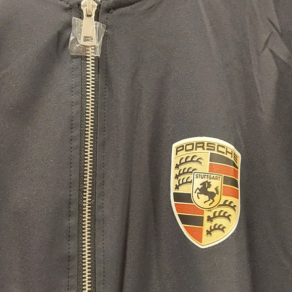Men's Blue Bomber Jacket with Crest - Picture 3 of 7